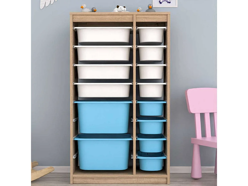 Meuble de rangement 14 tiroirs Montana Sonomo, blanc et bleu