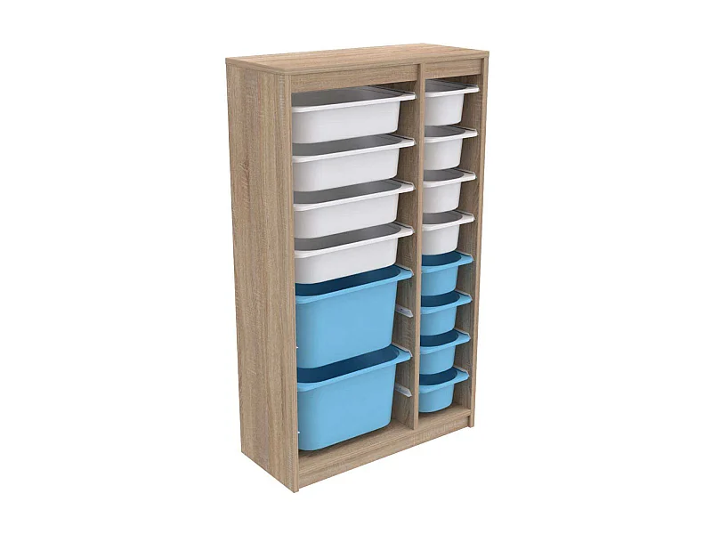 Meuble de rangement 14 tiroirs Montana Sonomo, blanc et bleu