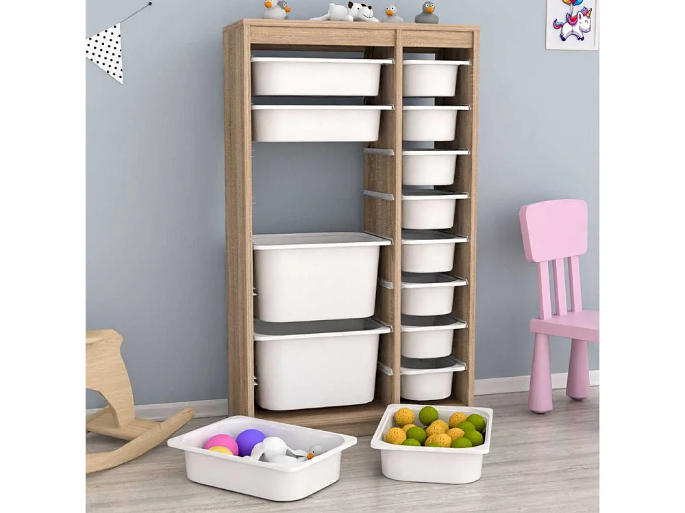 Meuble de rangement 14 tiroirs Montana Sonomo et blanc