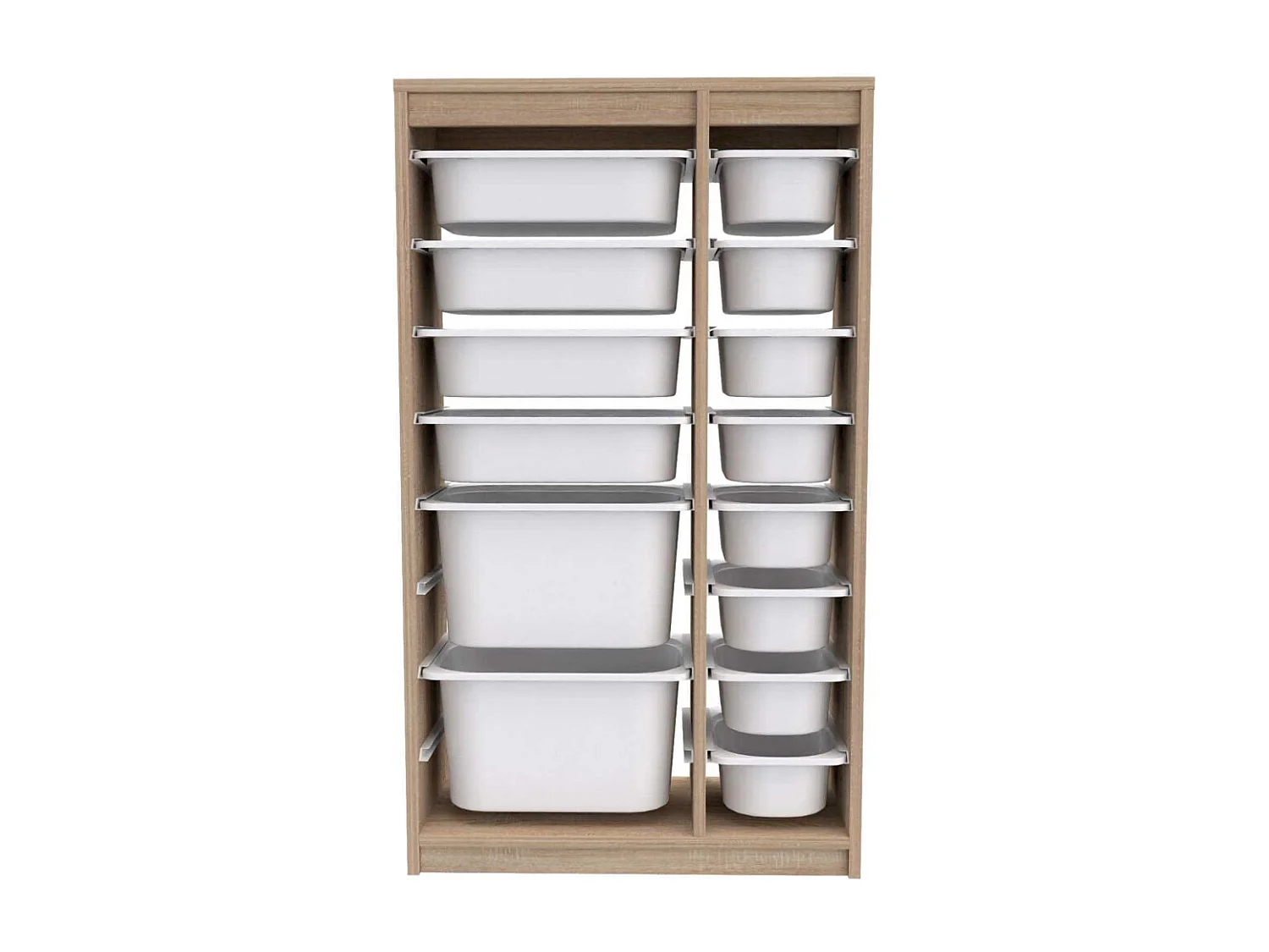 Meuble de rangement 14 tiroirs Montana Sonomo et blanc