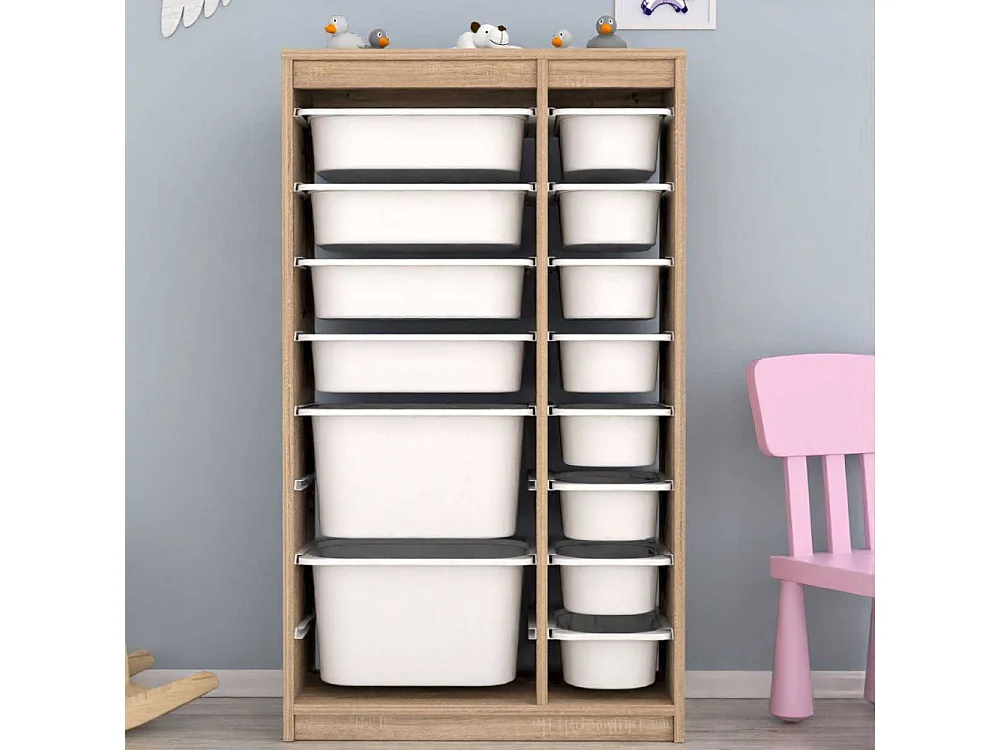 Meuble de rangement 14 tiroirs Montana Sonomo et blanc