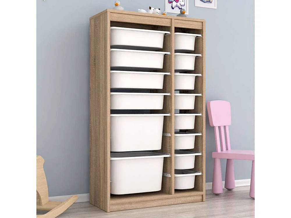 Meuble de rangement 14 tiroirs Montana Sonomo et blanc