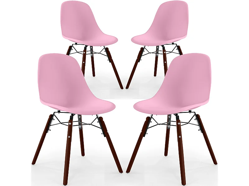 Chaises de Salle à Manger - Design Scandinave - Pieds en Bois Sombre - Lot de 4 - Skögur Rose