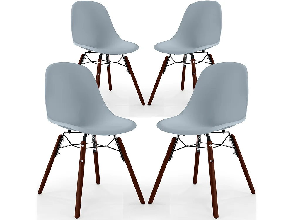 Chaises de Salle à Manger - Design Scandinave - Pieds en Bois Sombre - Lot de 4 - Skögur Gris clair