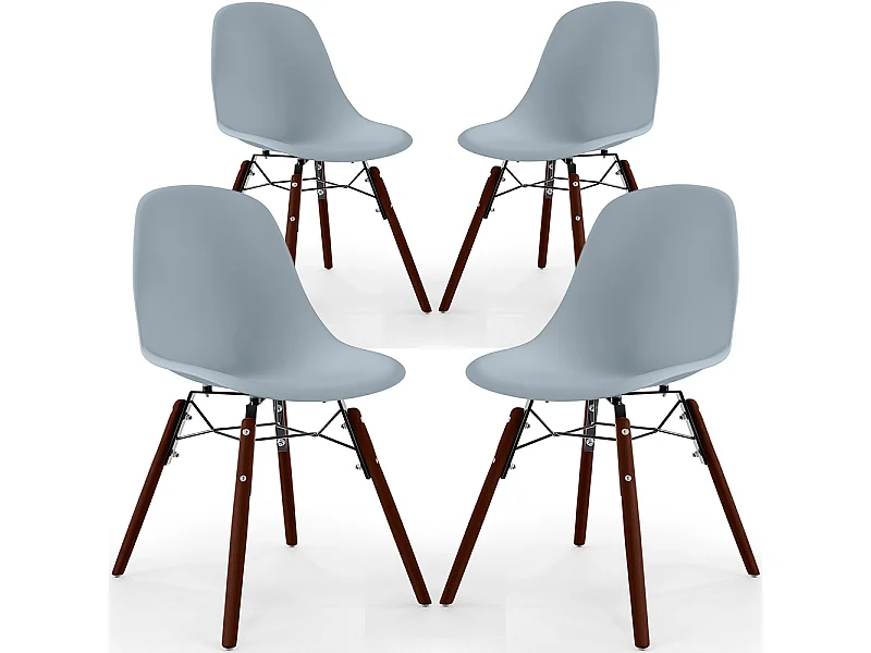 Chaises de Salle à Manger - Design Scandinave - Pieds en Bois Sombre - Lot de 4 - Skögur Gris clair