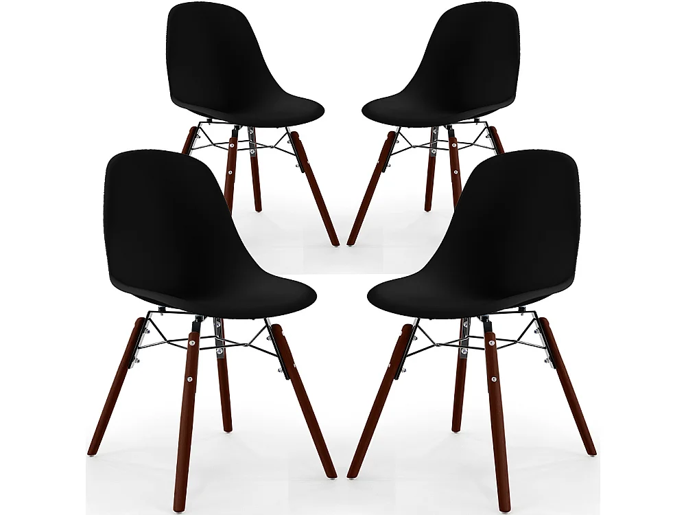 Chaises de Salle à Manger - Design Scandinave - Pieds en Bois Sombre - Lot de 4 - Skögur Noir