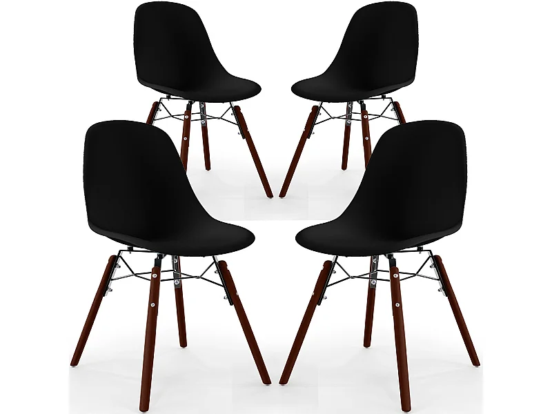 Sedie da Pranzo - Design Scandinavo - Gambe in Legno Scuro - Set di 4 - Skögur