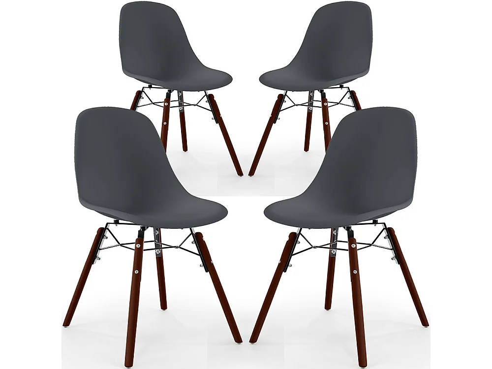 Sedie da Pranzo - Design Scandinavo - Gambe in Legno Scuro - Set di 4 - Skögur