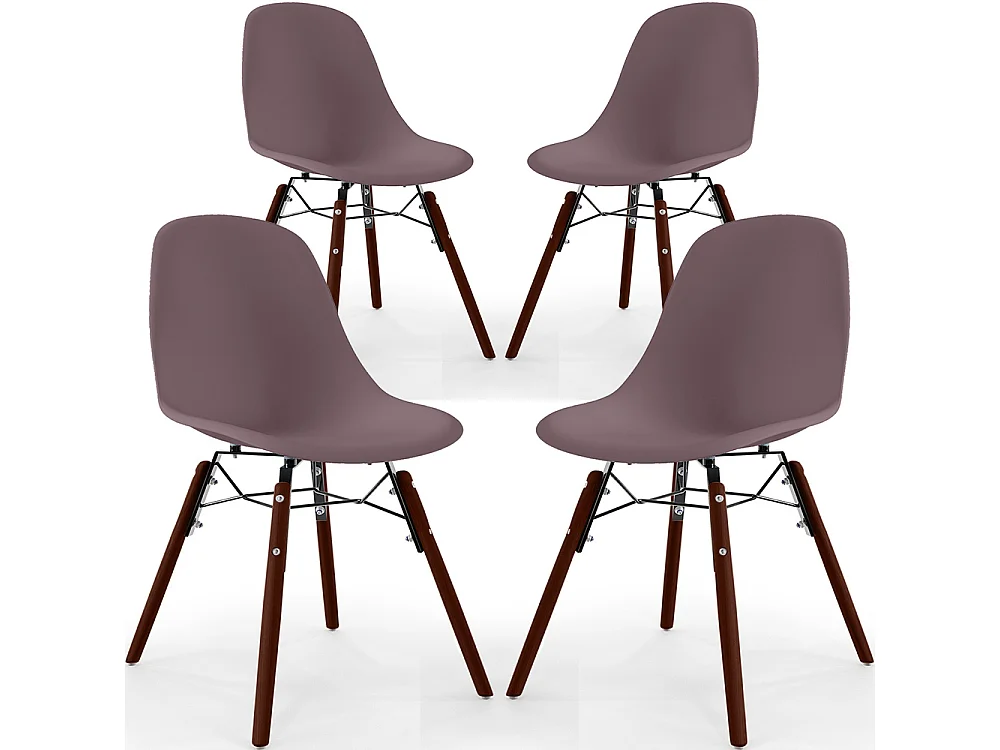 Chaises de Salle à Manger - Design Scandinave - Pieds en Bois Sombre - Lot de 4 - Skögur Taupe