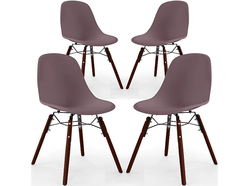 Sillas de Comedor - Diseño Escandinavo - Patas de Madera Oscura - Pack de 4 - Skögur