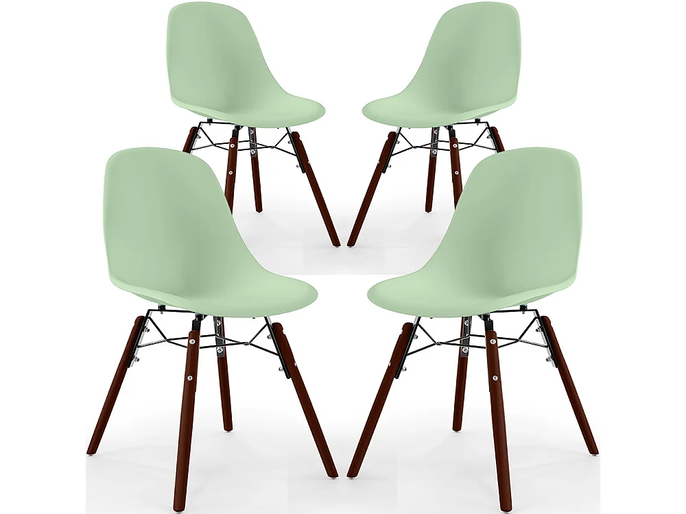 Chaises de Salle à Manger - Design Scandinave - Pieds en Bois Sombre - Lot de 4 - Skögur Vert pastel