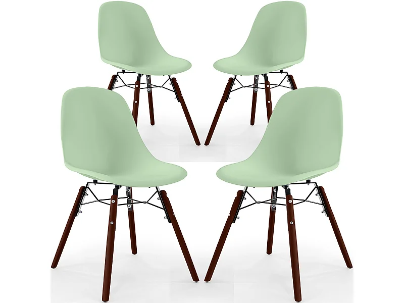 Chaises de Salle à Manger - Design Scandinave - Pieds en Bois Sombre - Lot de 4 - Skögur Vert pastel