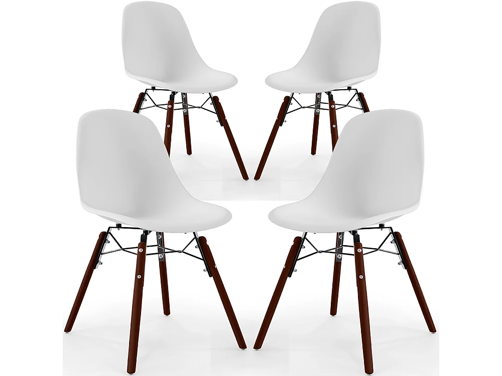 Chaises de Salle à Manger - Design Scandinave - Pieds en Bois Sombre - Lot de 4 - Skögur Blanc