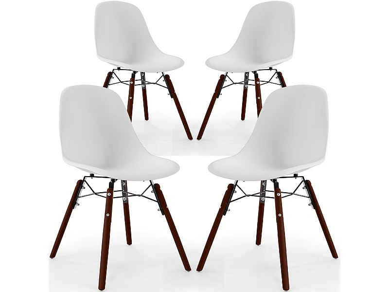 Chaises de Salle à Manger - Design Scandinave - Pieds en Bois Sombre - Lot de 4 - Skögur Blanc