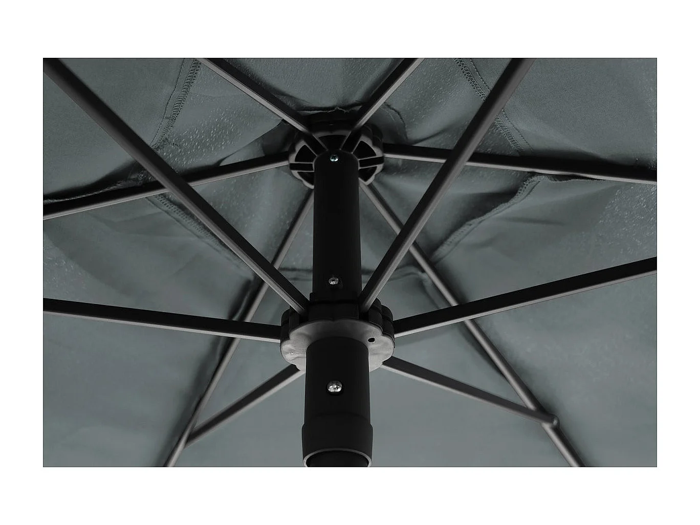 Salon de jardin repas avec parasol en métal "Convivia" - 6 places - Gris anthracite