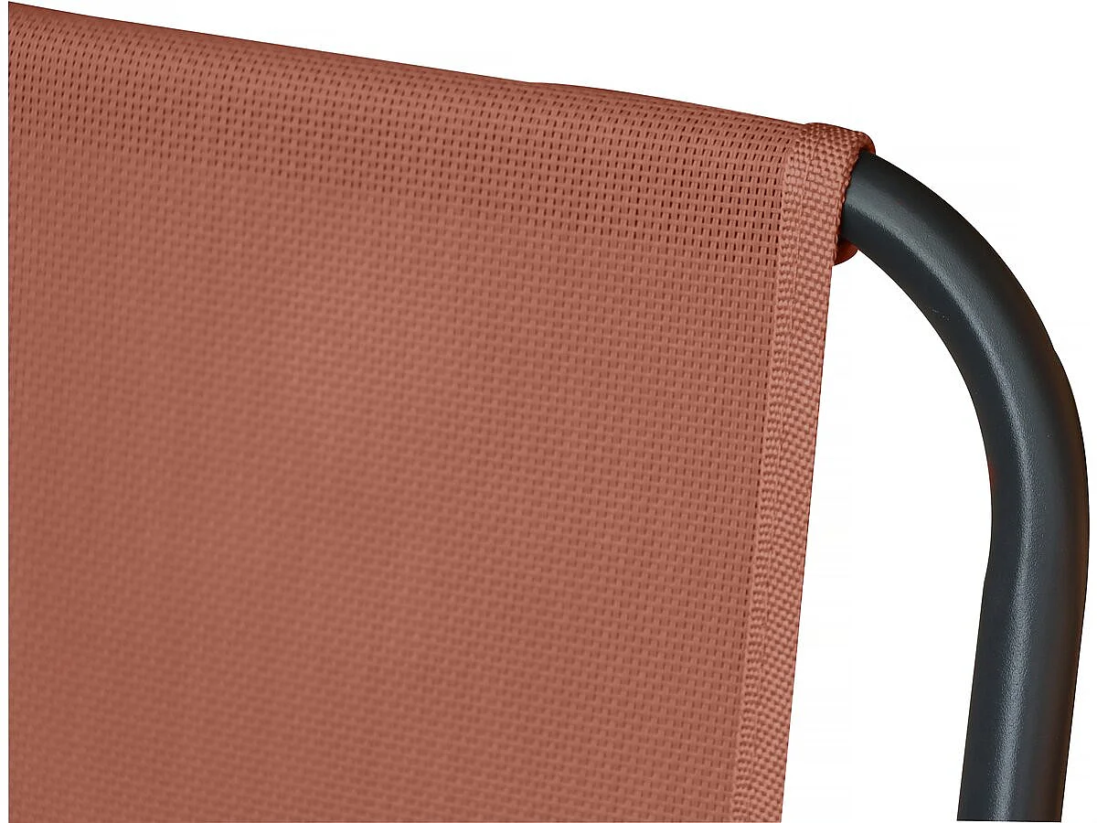 Salon de jardin repas avec parasol en métal "Convivia" - 6 places - Terracotta