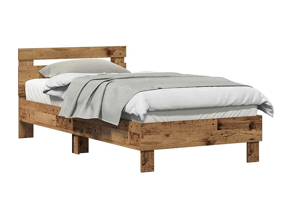 Lit simple | Lit adulte, enfant | Cadre de lit Bois ancien 90x190 cm Bois d'ingénierie