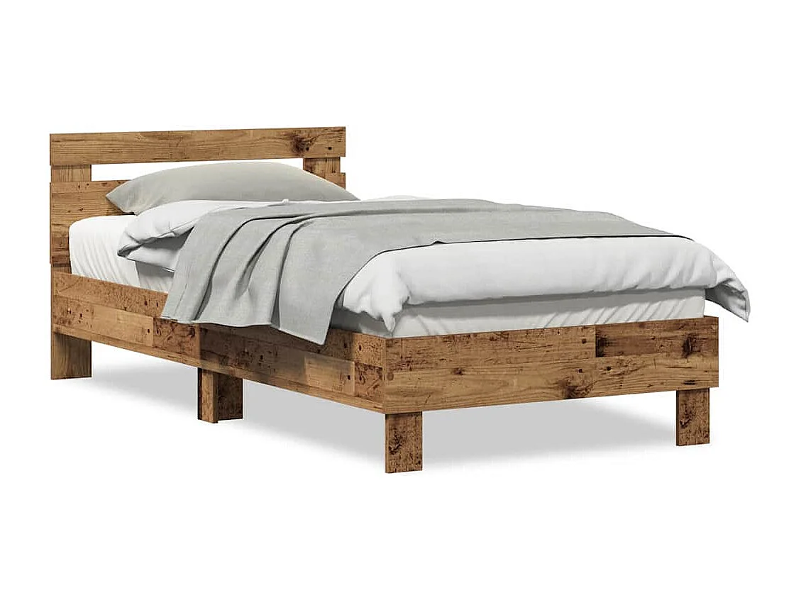Lit simple | Lit adulte, enfant | Cadre de lit Bois ancien 90x190 cm Bois d'ingénierie