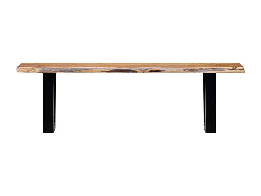 Banc L. 190 cm bois d'acacia et pieds trapèze métal noir - OTTAWA