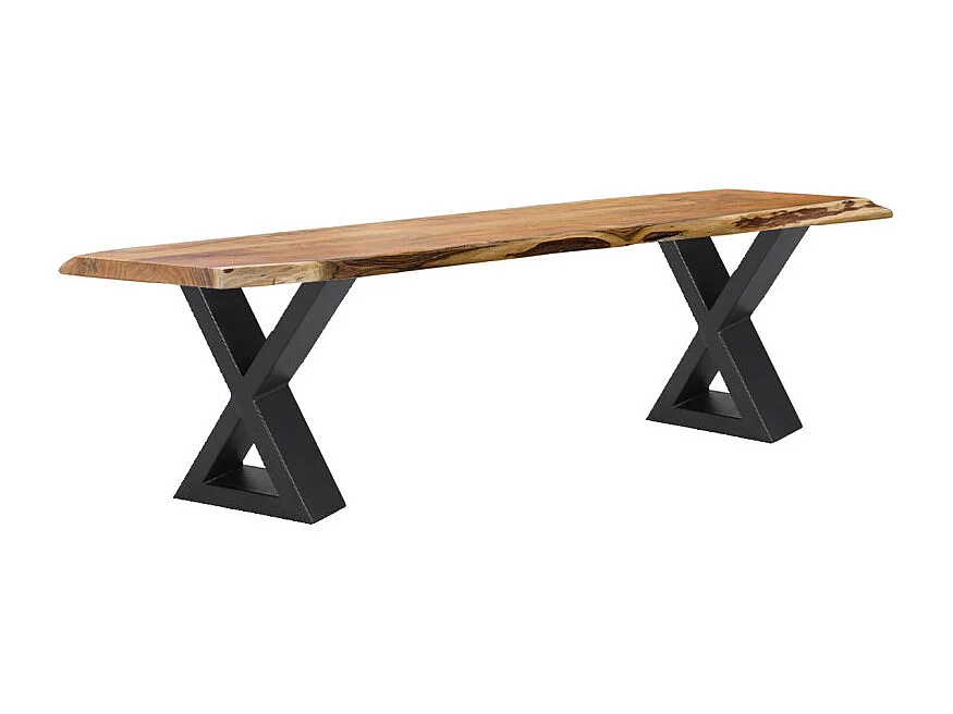 Banc L. 190 cm bois d'acacia et pieds en X en métal noir - OTTAWA