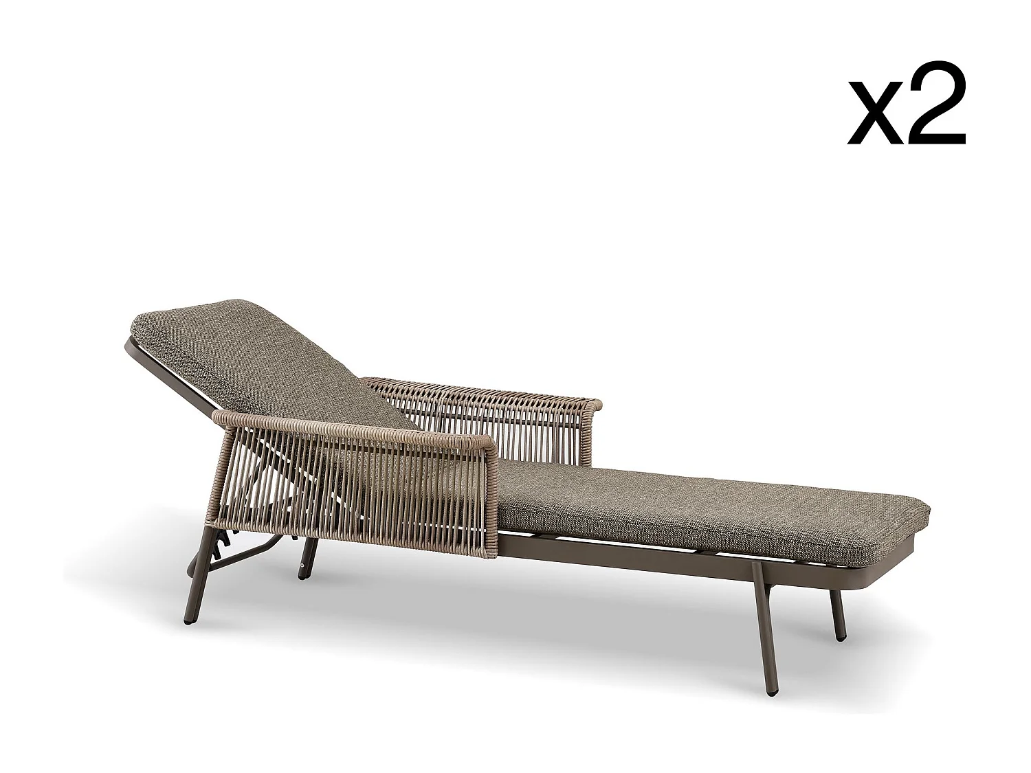 Now's Home - Lot De 2 Chaises Longues En Aluminium Et Tissu Moka  Madrague