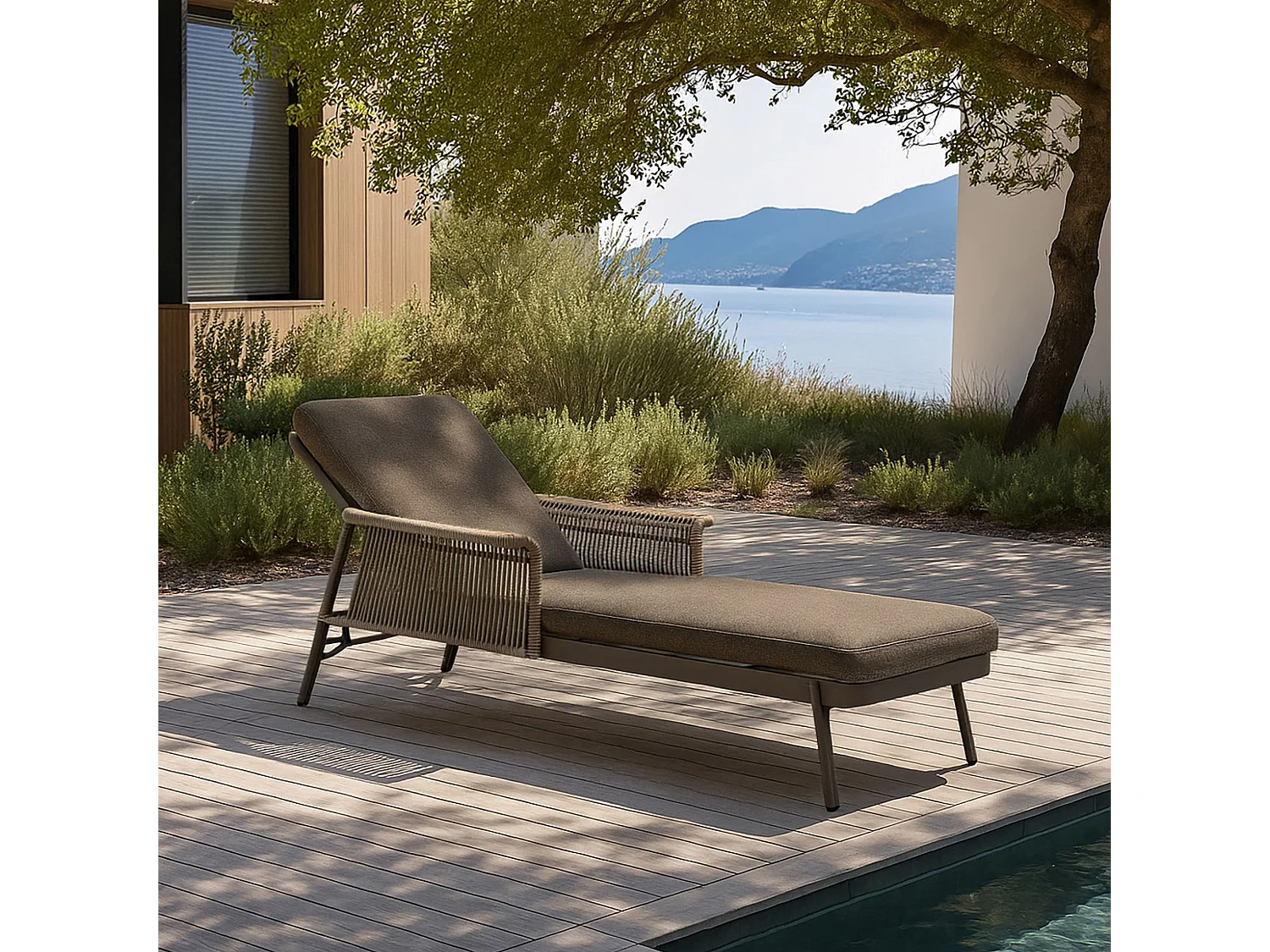 Now's Home - Lot De 2 Chaises Longues En Aluminium Et Tissu Moka  Madrague