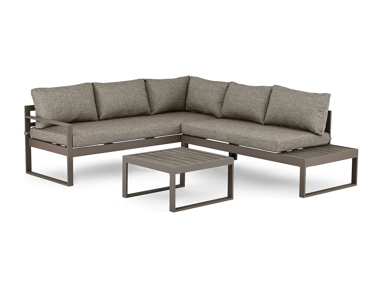 Now's Home - Salon De Jardin D'angle Structure Aluminium Et Tissu Moka Pisa