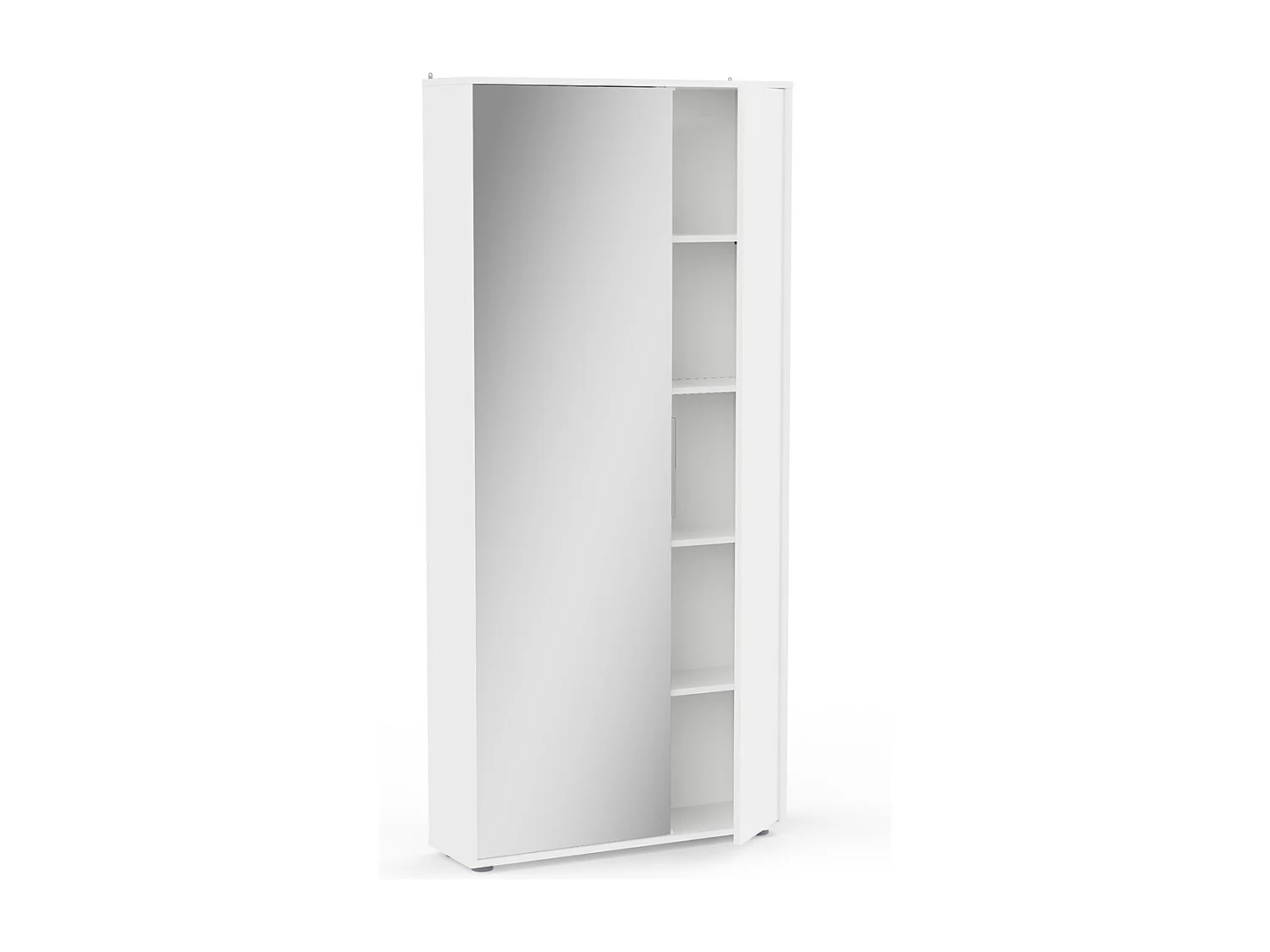 Armoire meuble à chaussures 2 portes avec un miroir couleur blanc mat Longueur 82,8 x Profondeur 23,9 x Hauteur 178,4 cm