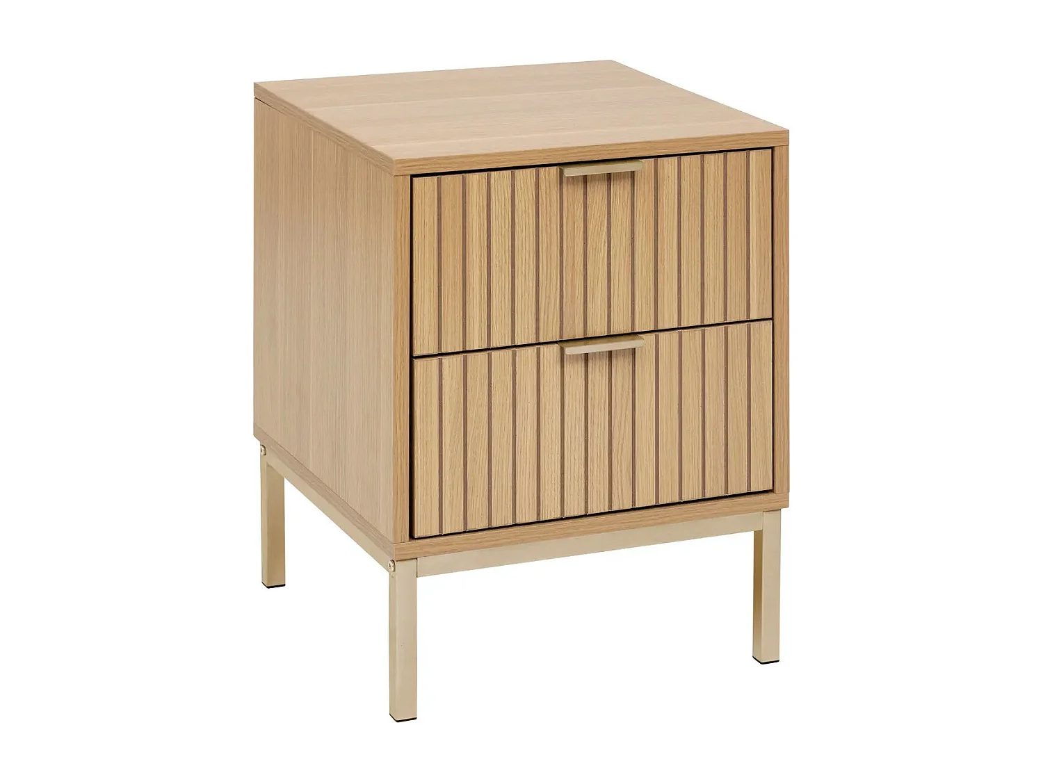 Table de Chevet 2 Tiroirs "Tasso" 52cm Naturel