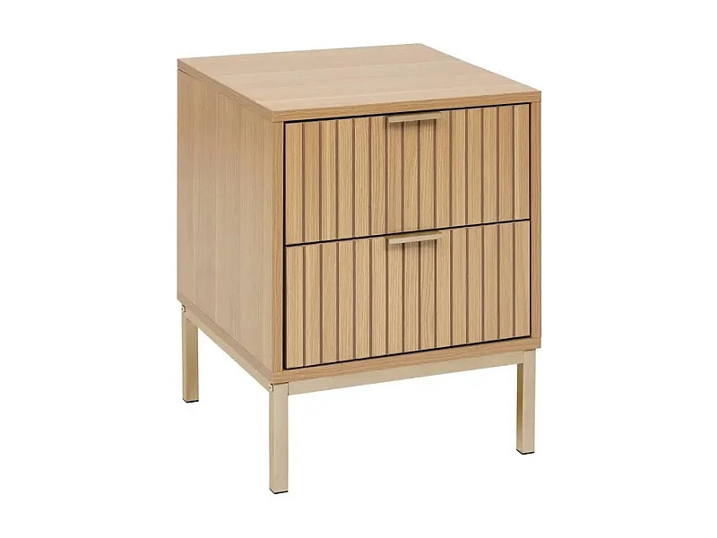 Table de Chevet 2 Tiroirs "Tasso" 52cm Naturel
