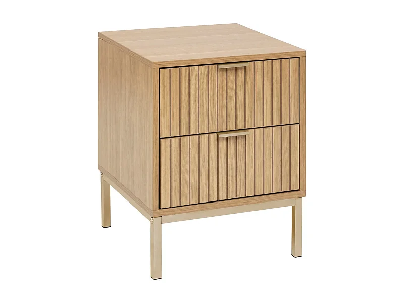 Table de Chevet 2 Tiroirs "Tasso" 52cm Naturel