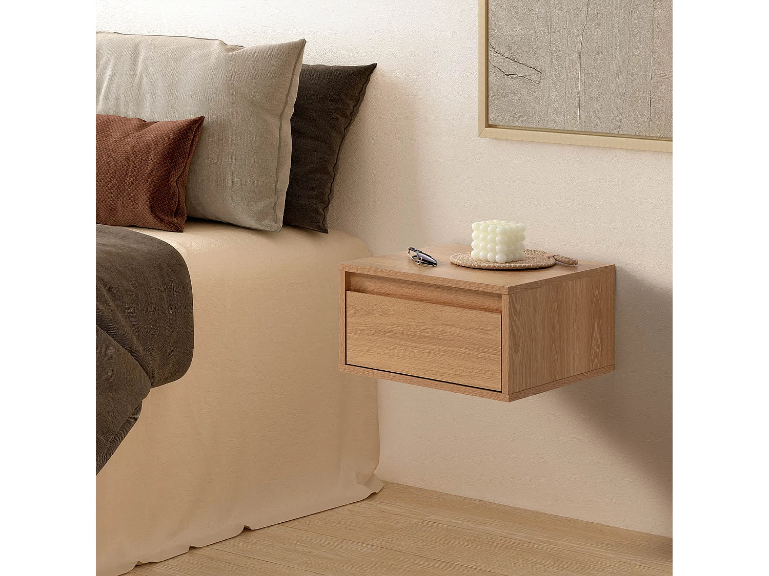 Schwebender nachttisch Tori 1 schublade Eichenfarbe