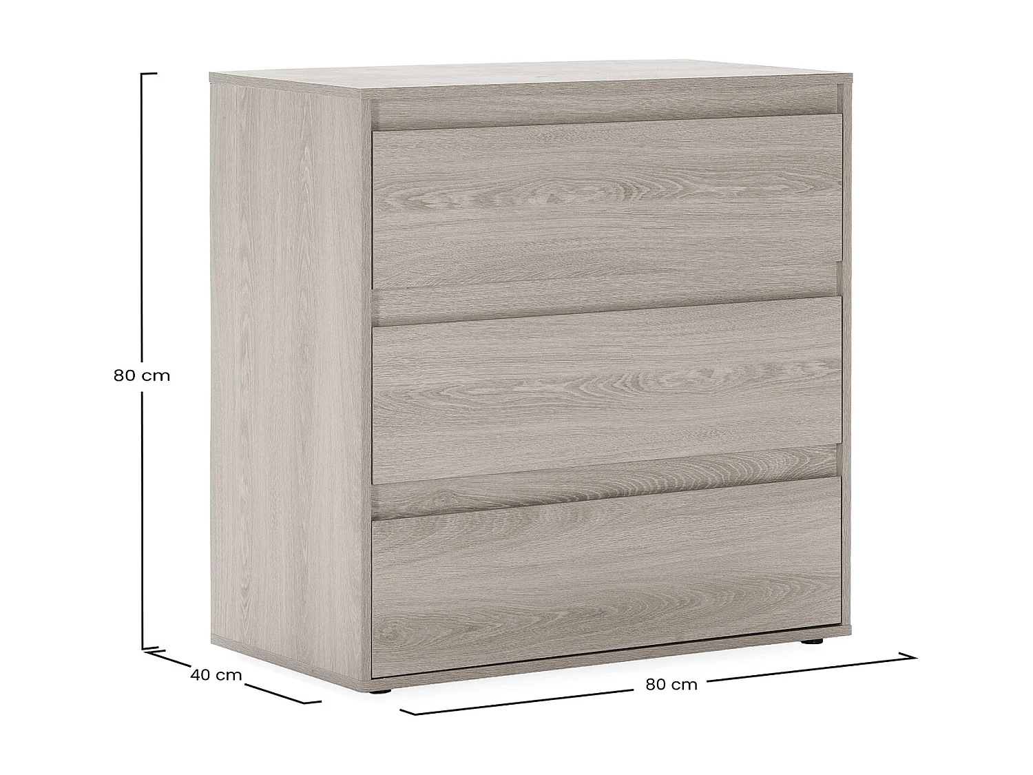 Kommode Tori 3 schubladen Eichenfarbe