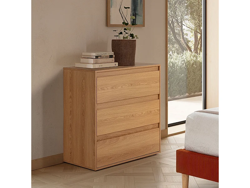 Kommode Tori 3 schubladen Eichenfarbe