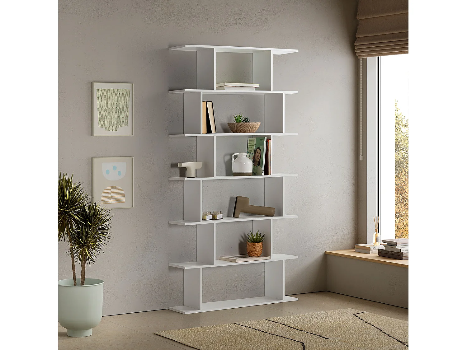 Wohnzimmerregal Osaka 6 fächern weiße Farbe
