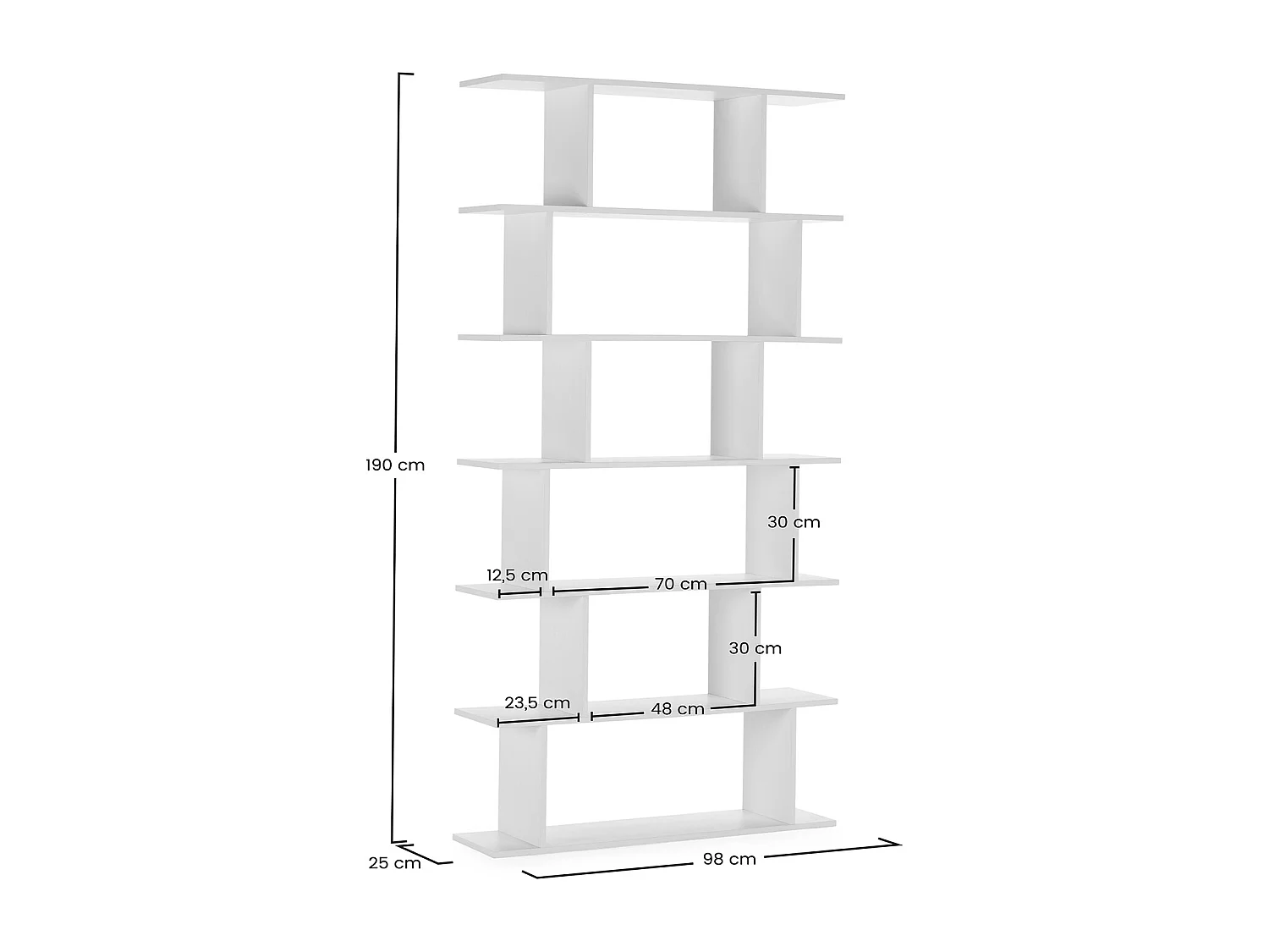 Wohnzimmerregal Osaka 6 fächern weiße Farbe
