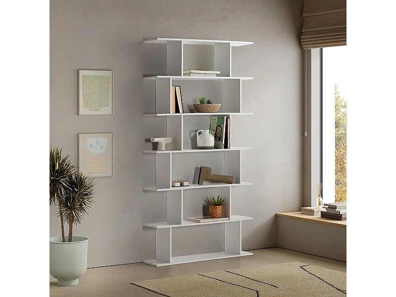 Wohnzimmerregal Osaka 6 fächern weiße Farbe