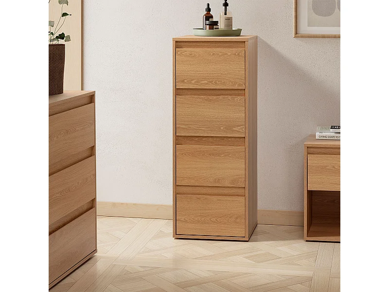 Hohe kommode Tori 4 schubladen Eichenfarbe