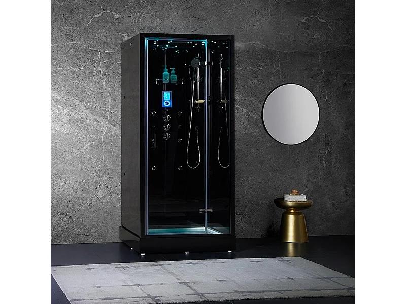 Cabine douche hammam X-ONE 100 BLACK Archipel® - 100x90 cm