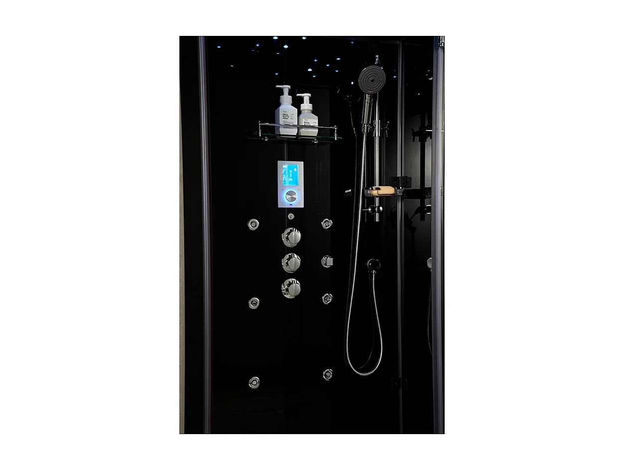 Cabine douche hammam X-ONE 100 BLACK Archipel® - 100x90 cm