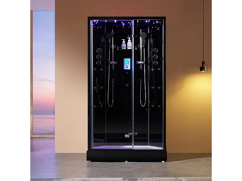 Cabine douche hammam 2 places XDUAL 120 BLACK Archipel® - 120x80 cm