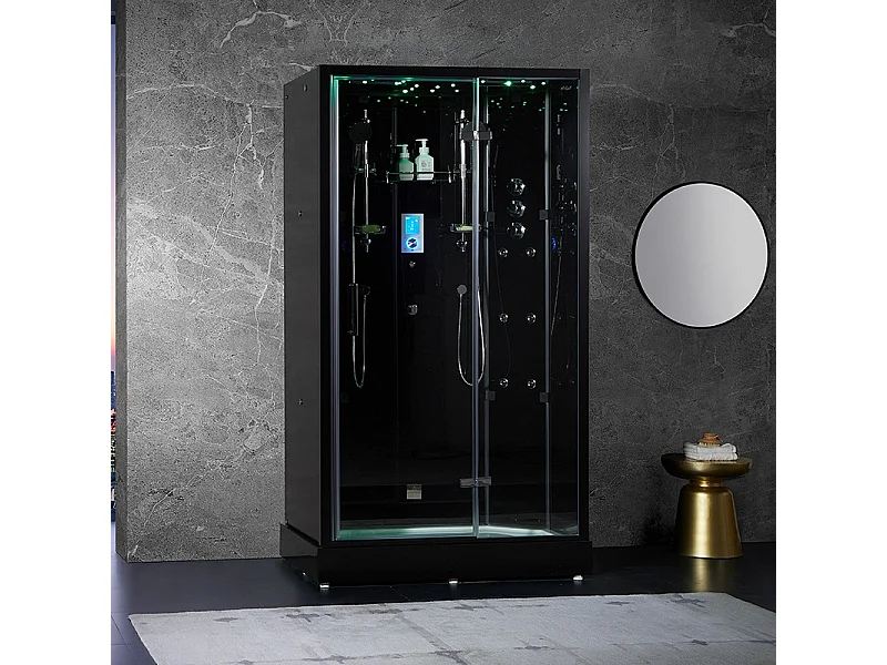 Cabine douche hammam 2 places XDUAL 120 BLACK Archipel® - 120x80 cm