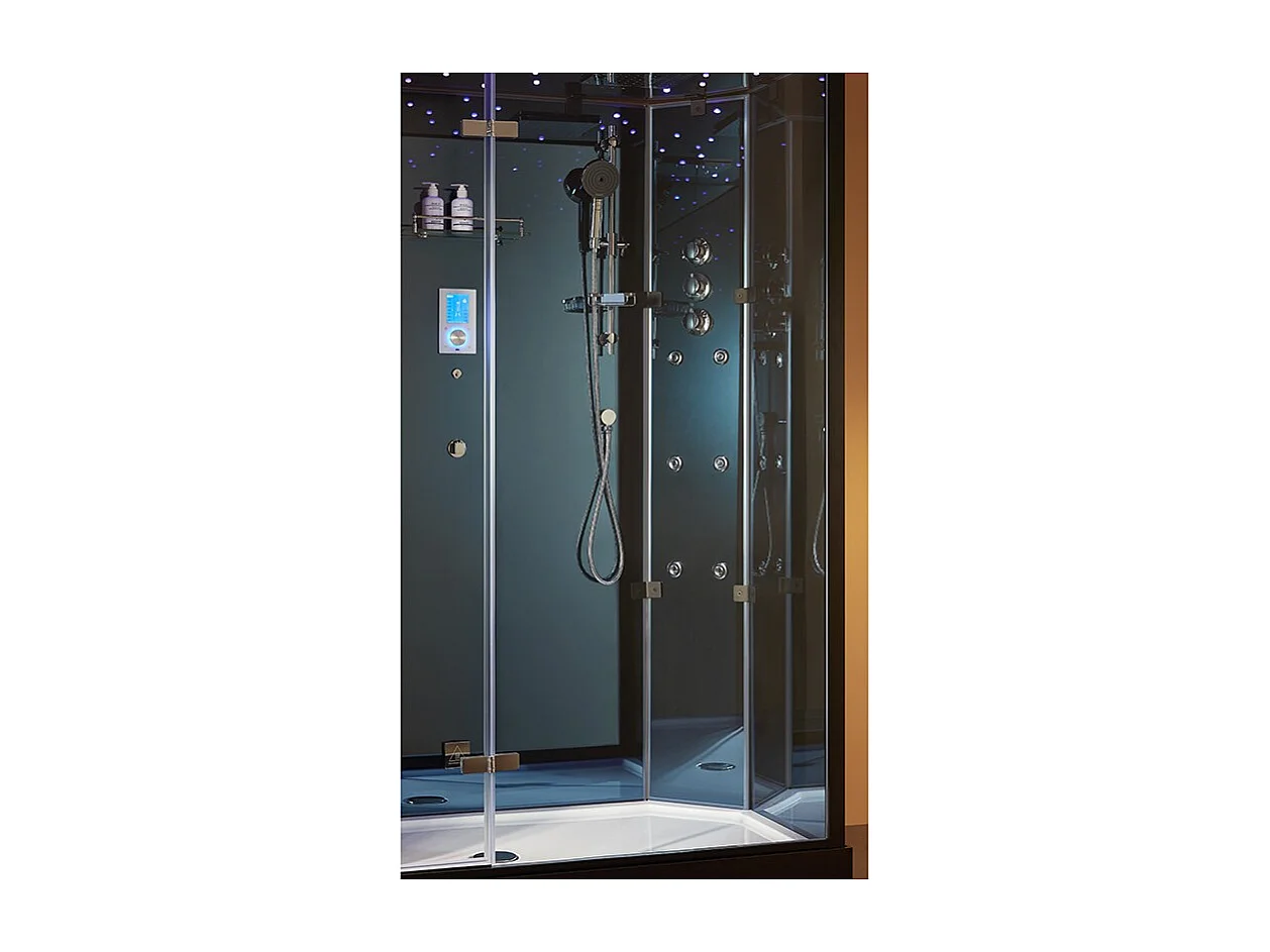 Cabine douche hammam 2 places XDUAL 160 MIROIR BLUE Archipel® - 160x90 cm