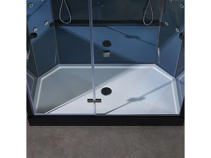 Cabine douche hammam 2 places XDUAL 160 MIROIR BLUE Archipel® - 160x90 cm