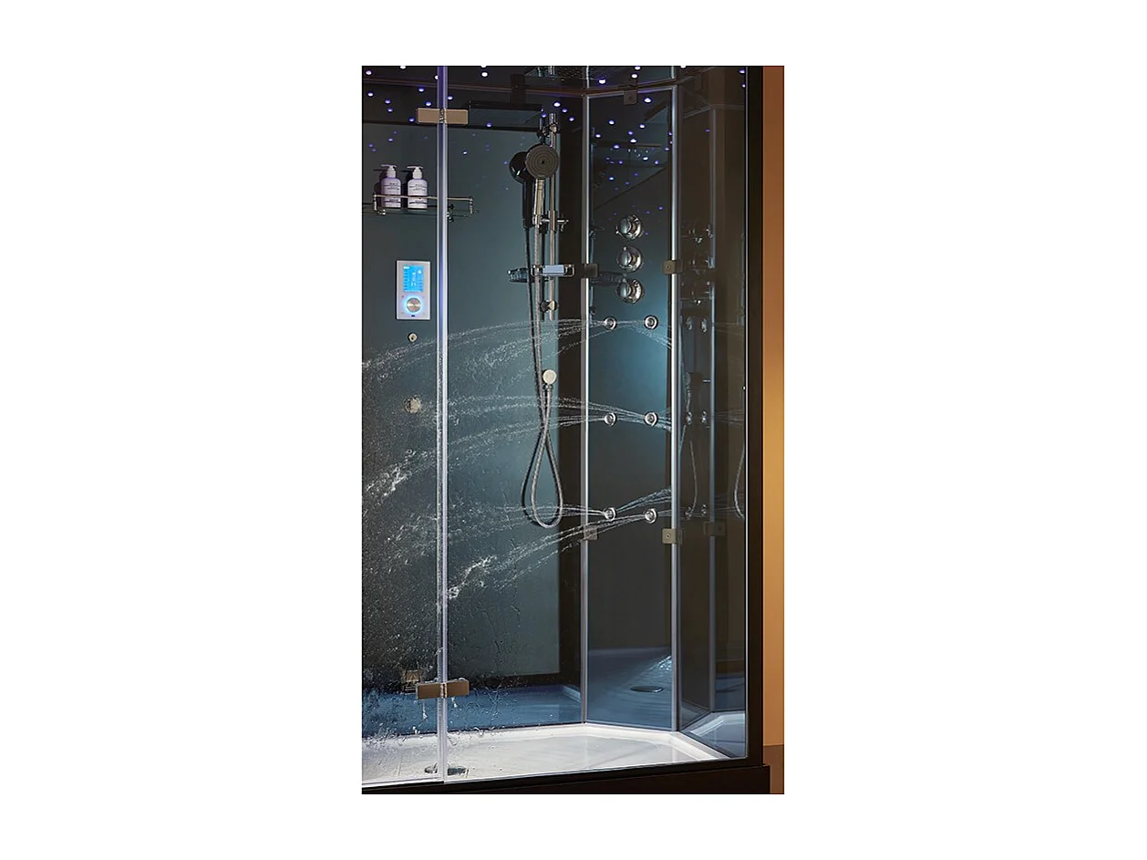 Cabine douche hammam 2 places XDUAL 160 MIROIR BLUE Archipel® - 160x90 cm