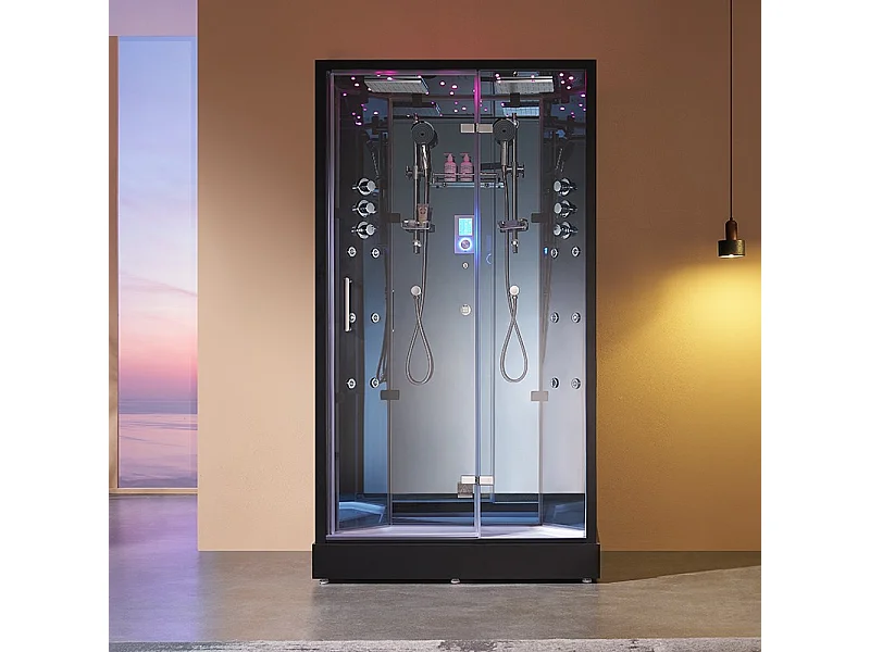 Cabine douche hammam 2 places XDUAL 120 MIROIR BLUE Archipel® - 120x80 cm