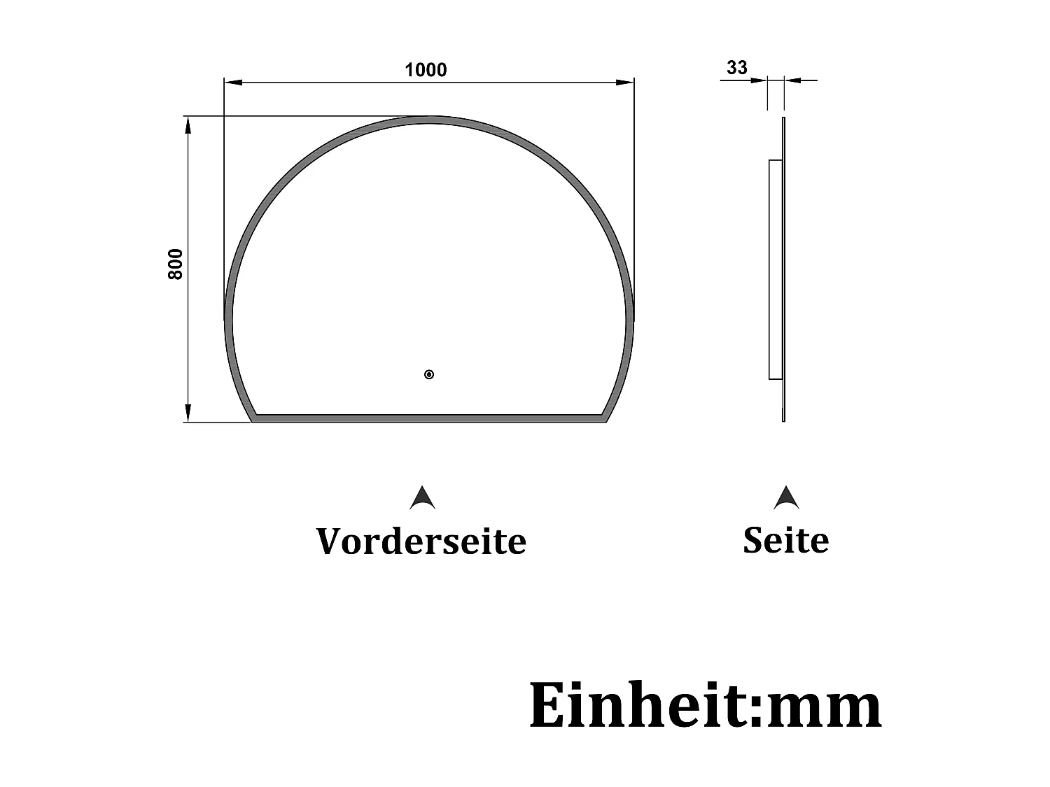 AICA LED Badspiegel 120x100cm Halbrund Anti-Beschlag 3 Lichfarbe Dimmbar Memory-Funktion Wand/Touchschalter