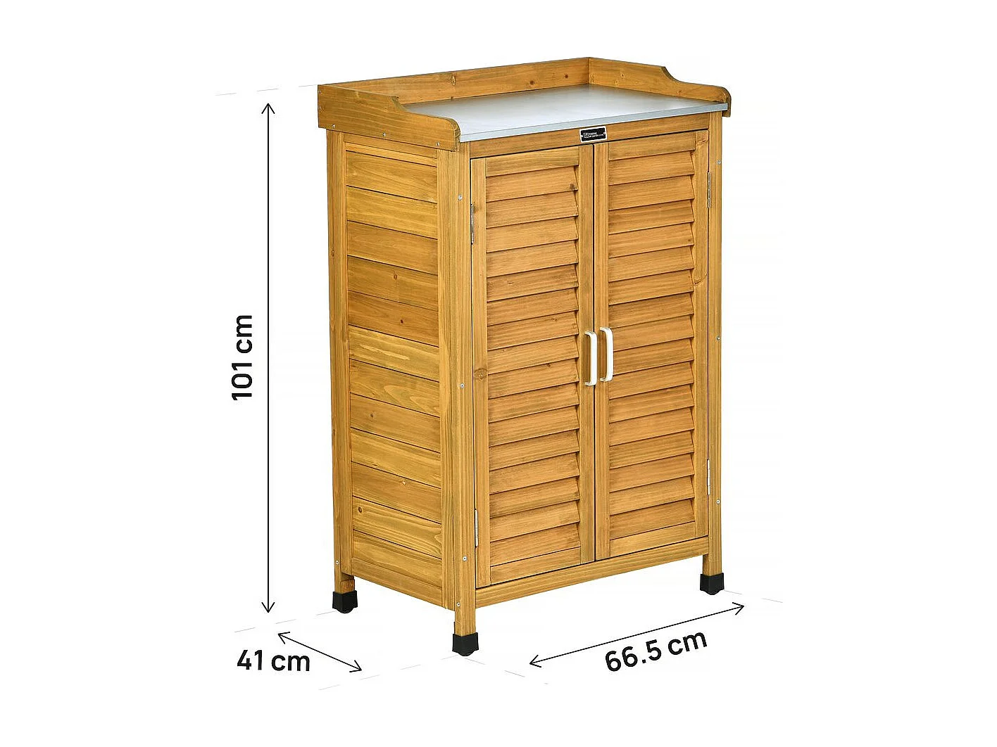 Gartenschrank aus Holz mit Rollen "Alexia" - 66 x 41 x 101 cm - Braun