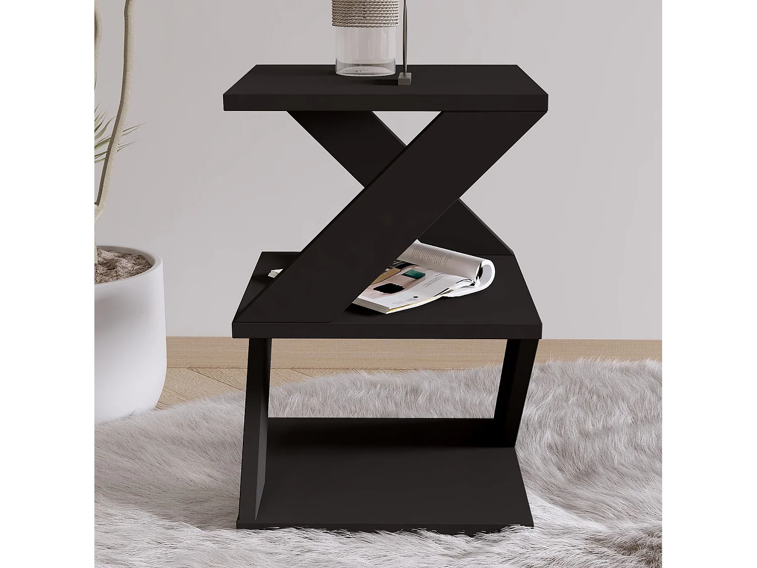 Table d'appoint en bois "Albeni" - 29 x 29 x 54 cm - Noir