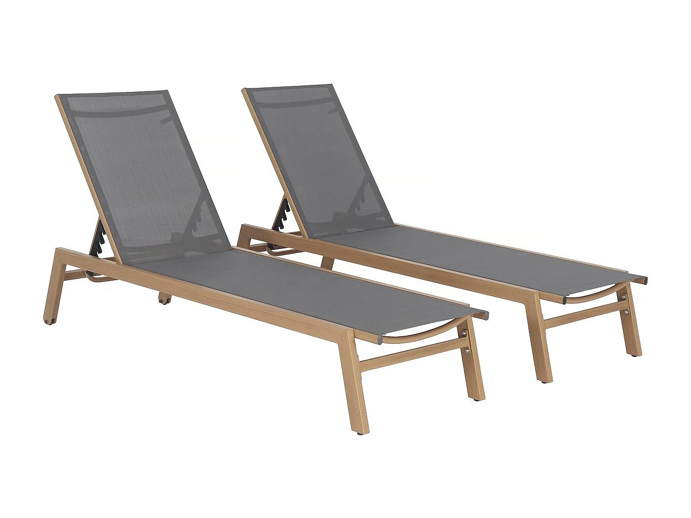 Set di 2 lettini "Elysia" in alluminio finto legno - Grigio